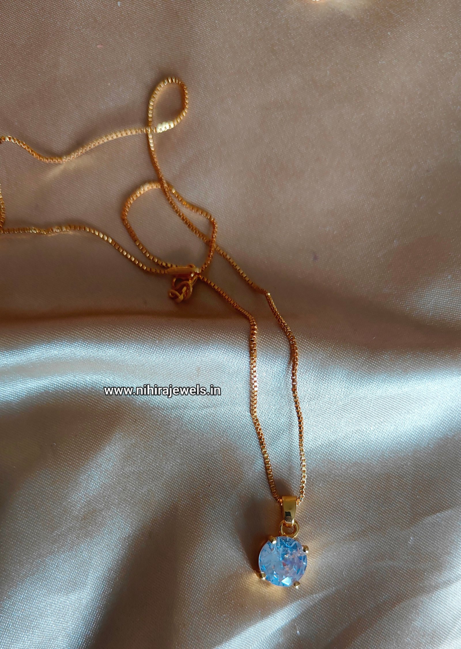 Aquamarine Solitaire Pendant with Chain