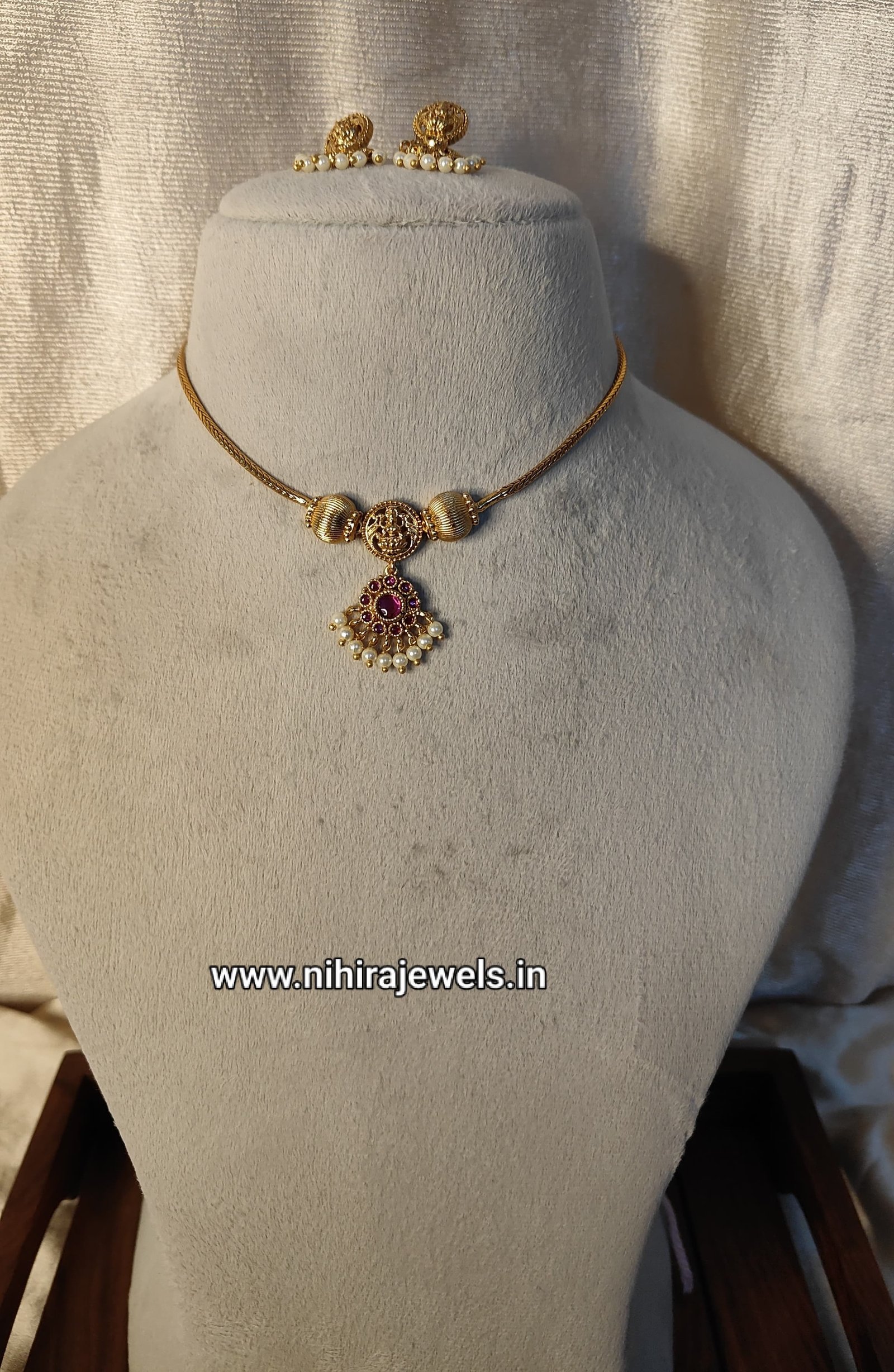 Kalyani Red Pink Stone Necklace - NS00123