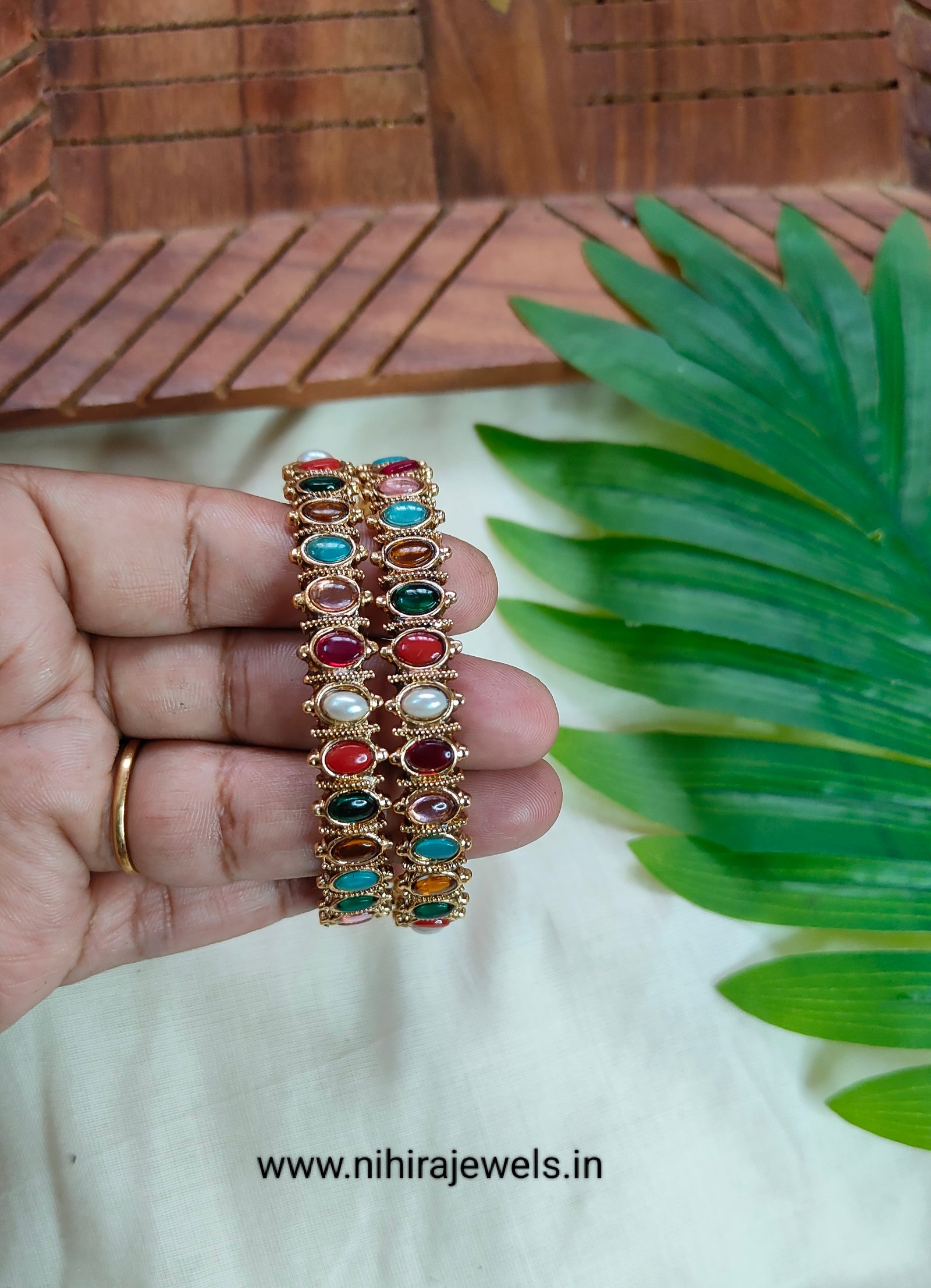 Navaratna Bangles (2 PCs) - Size 2.6