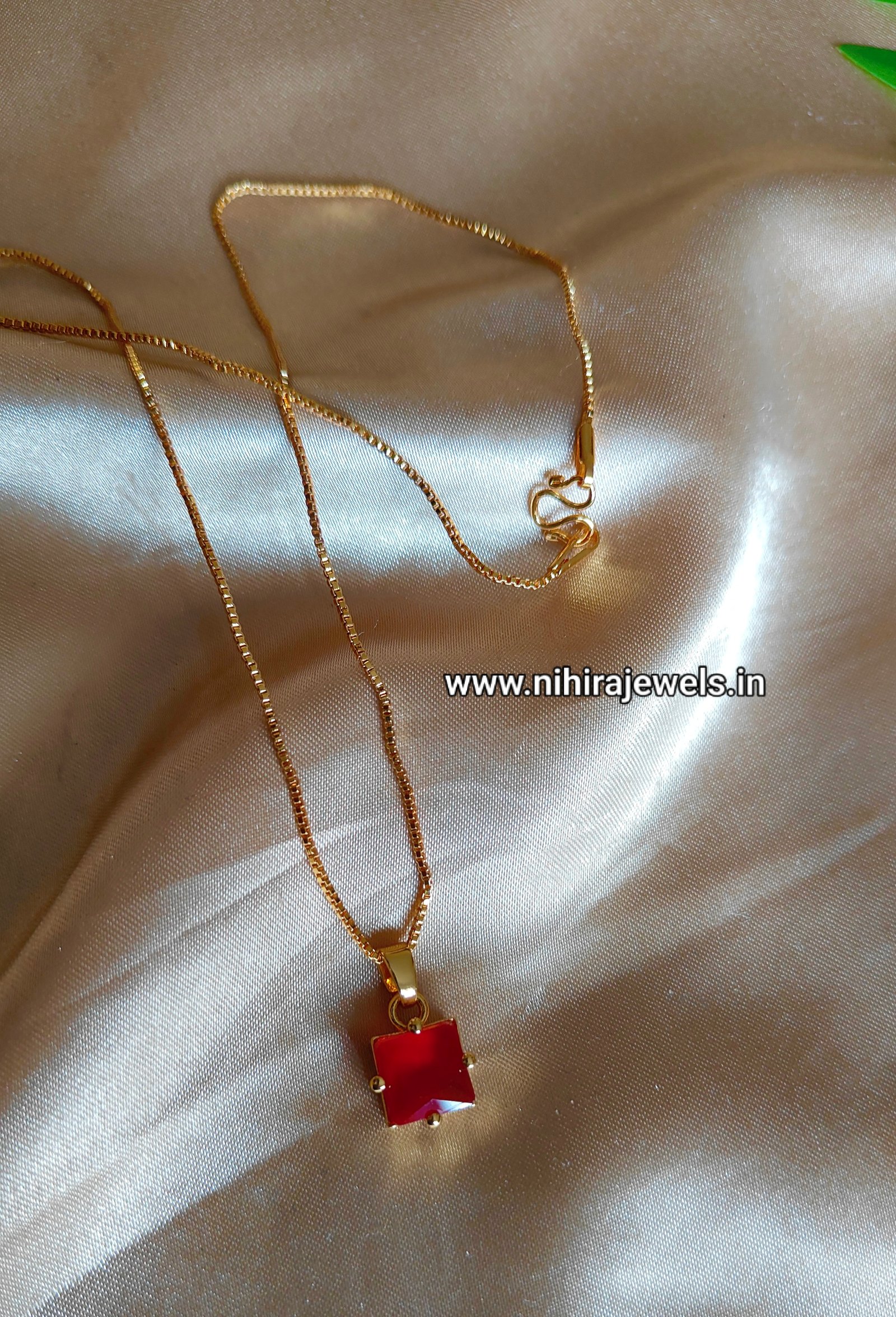 Ruby Red Pendant with Chain