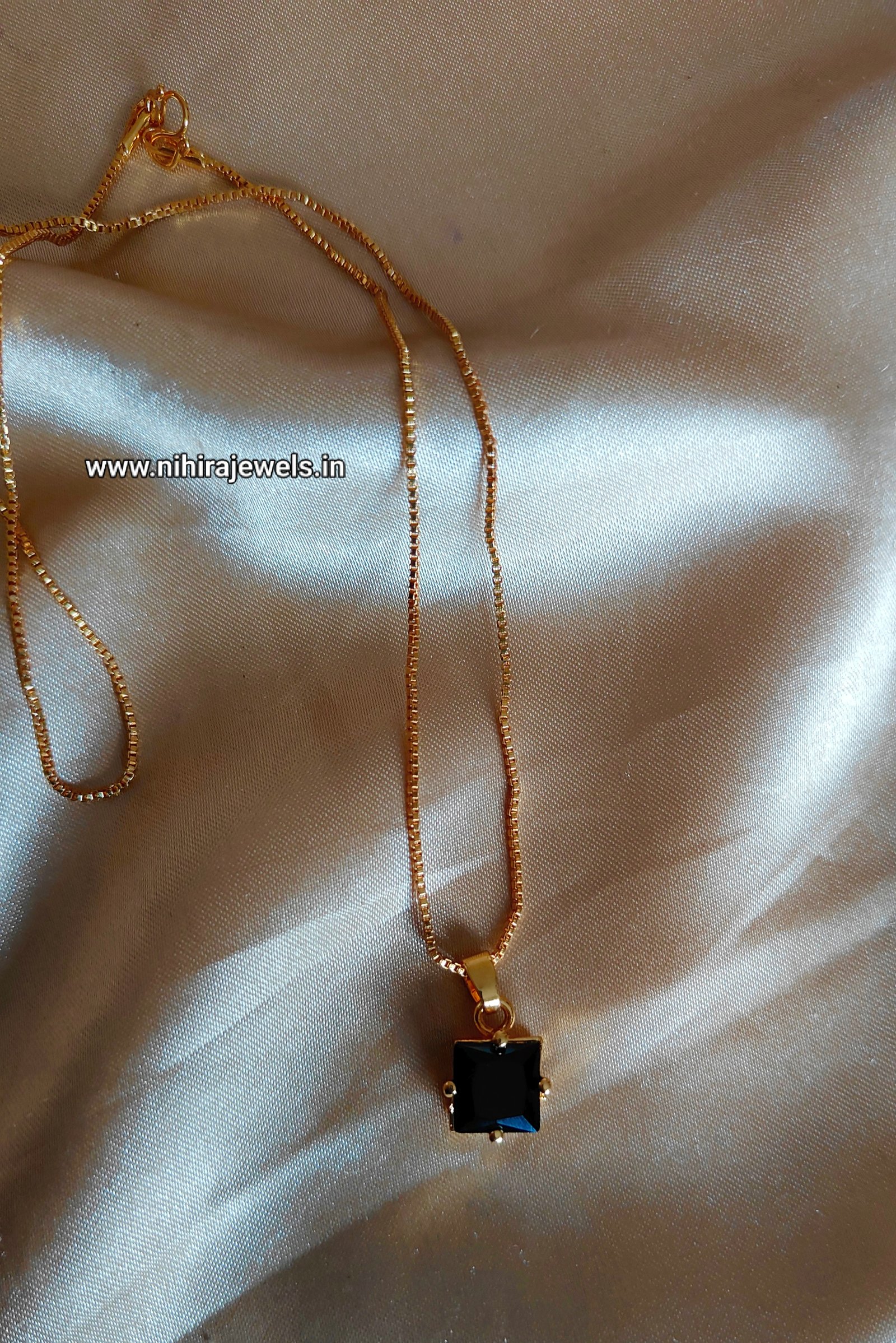 Black Spinel Pendant with Chain