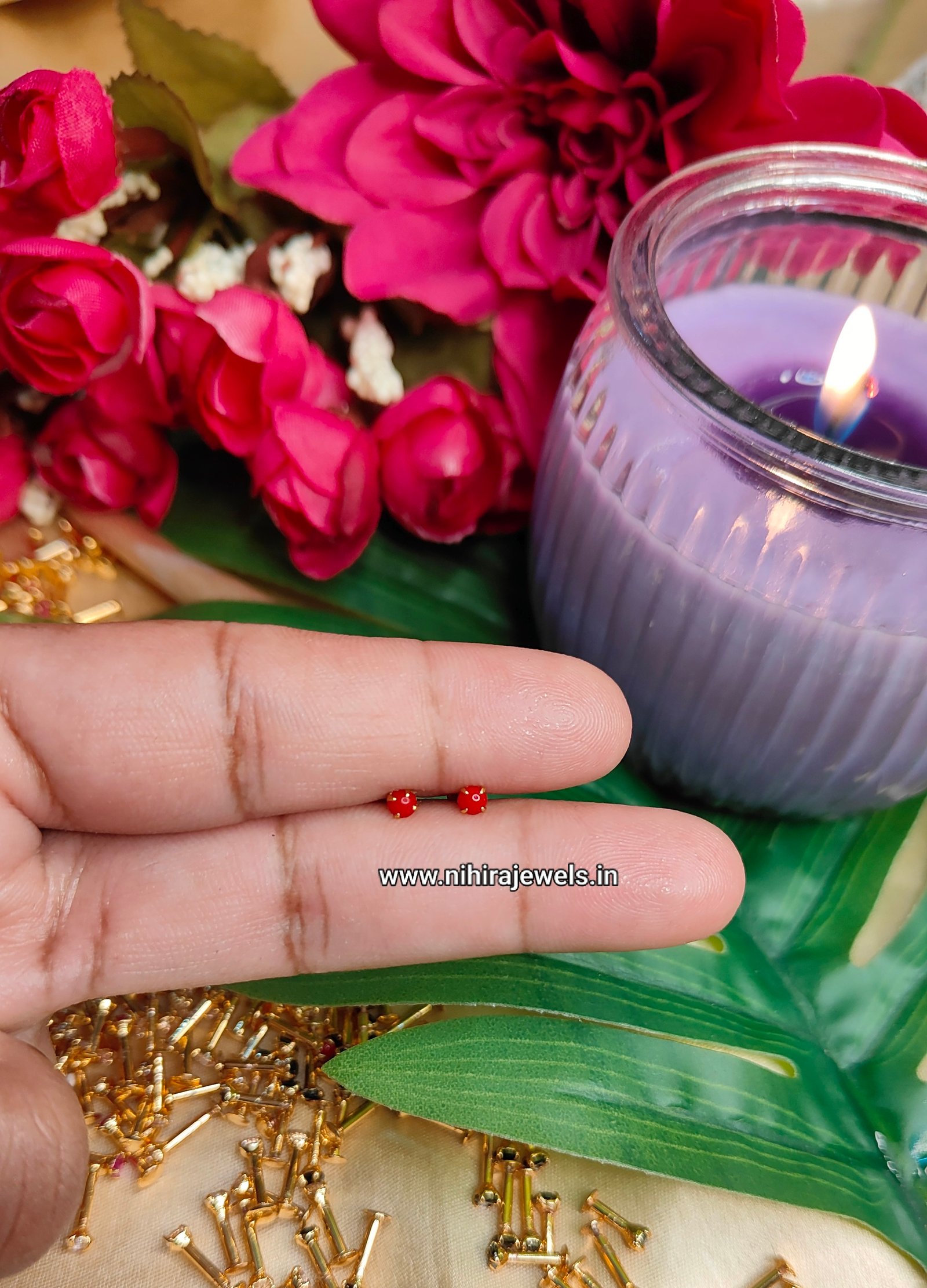 Dew Red Earstud