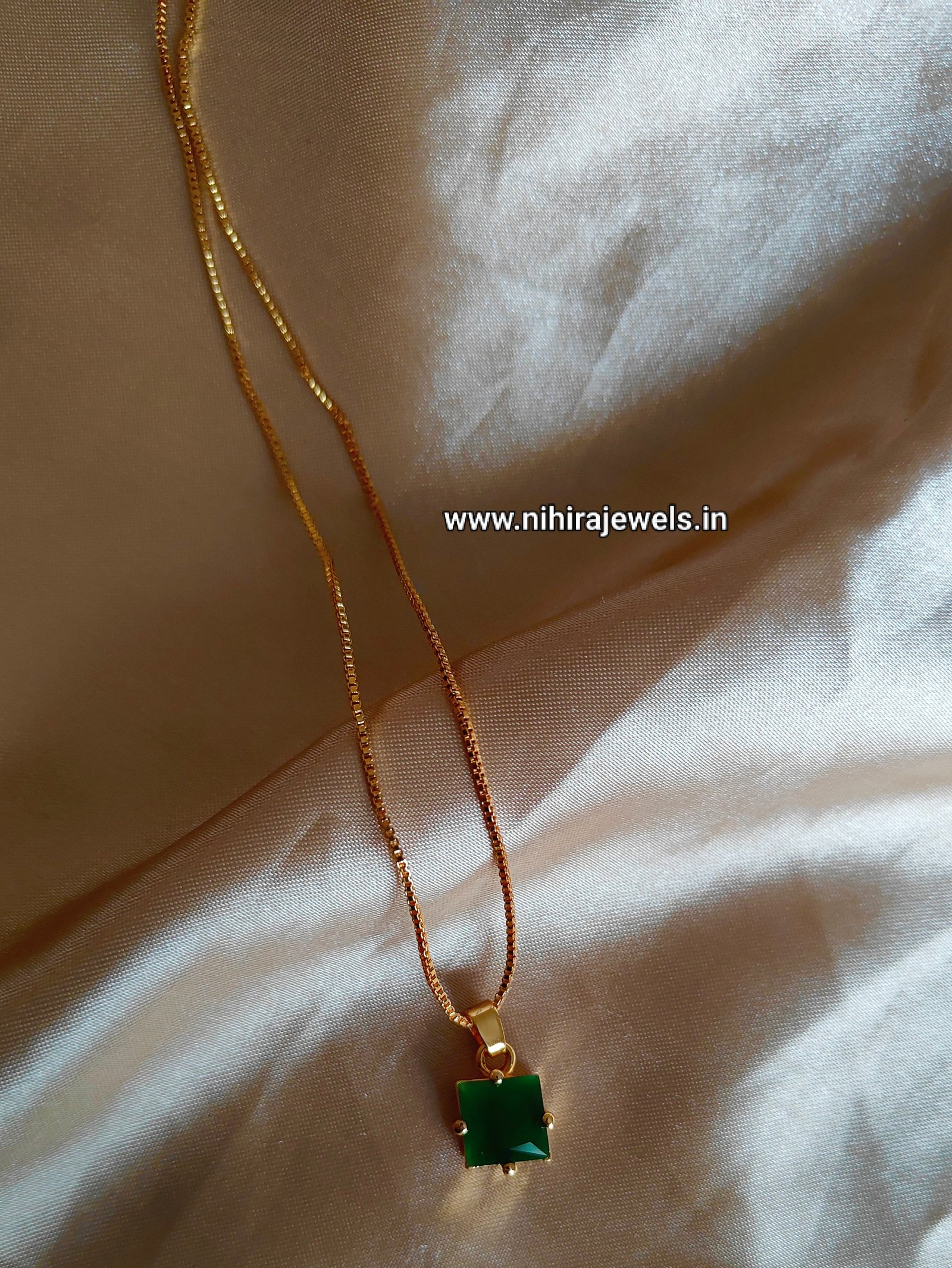 Emerald Natural Green Pendant with Chain