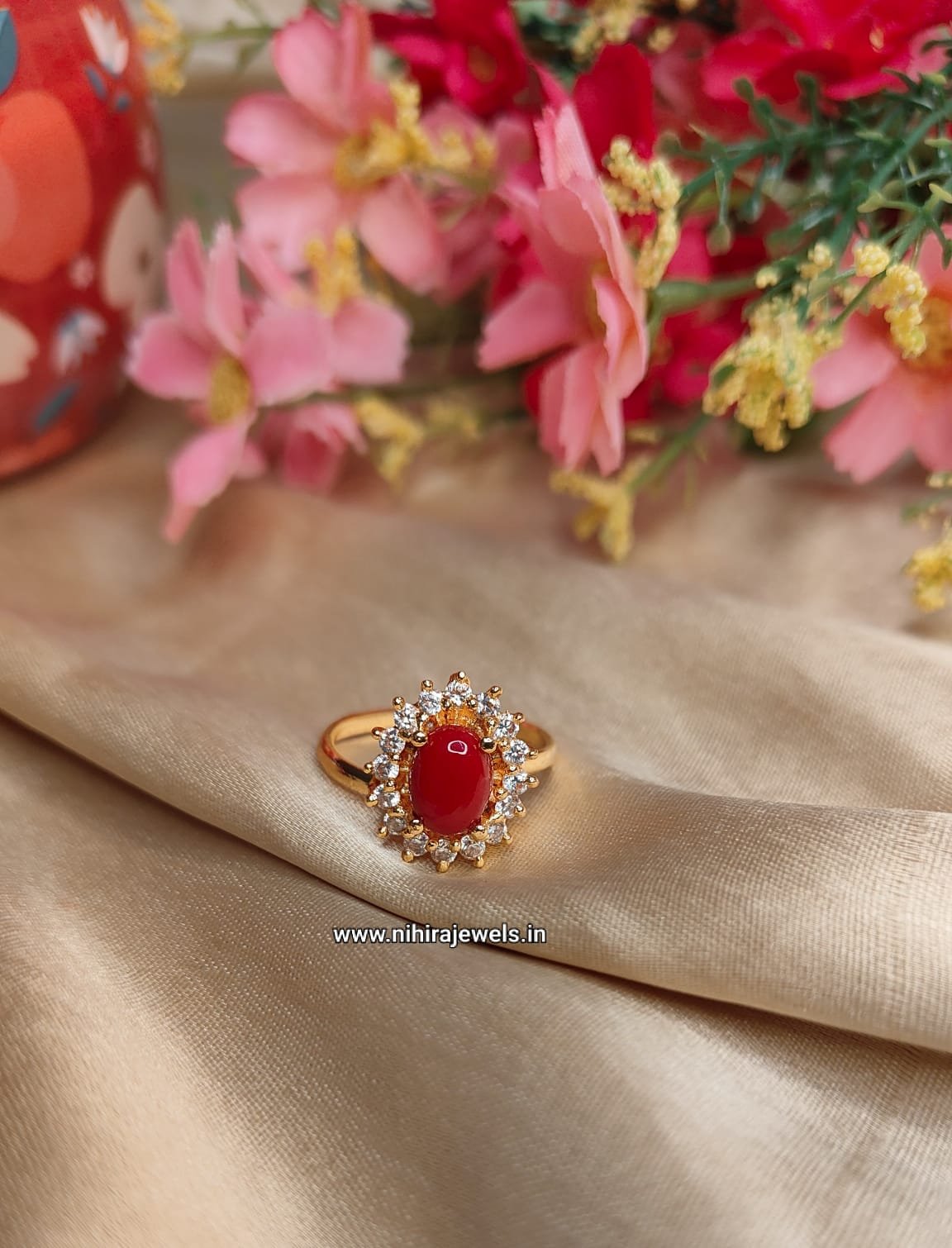 Sanvi Stone Ring - Red