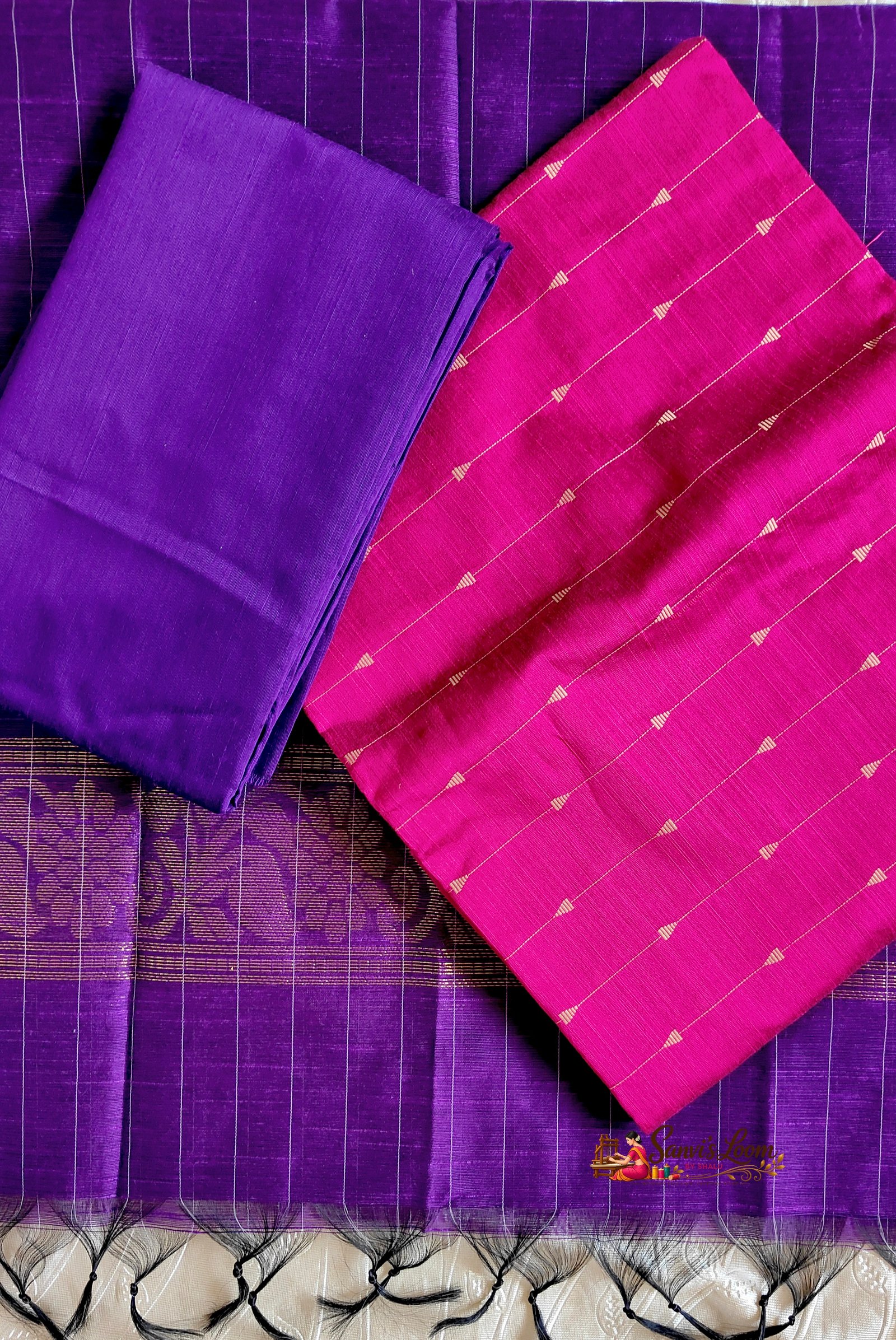 Salwar Unstitched - Purple and Rose Pink