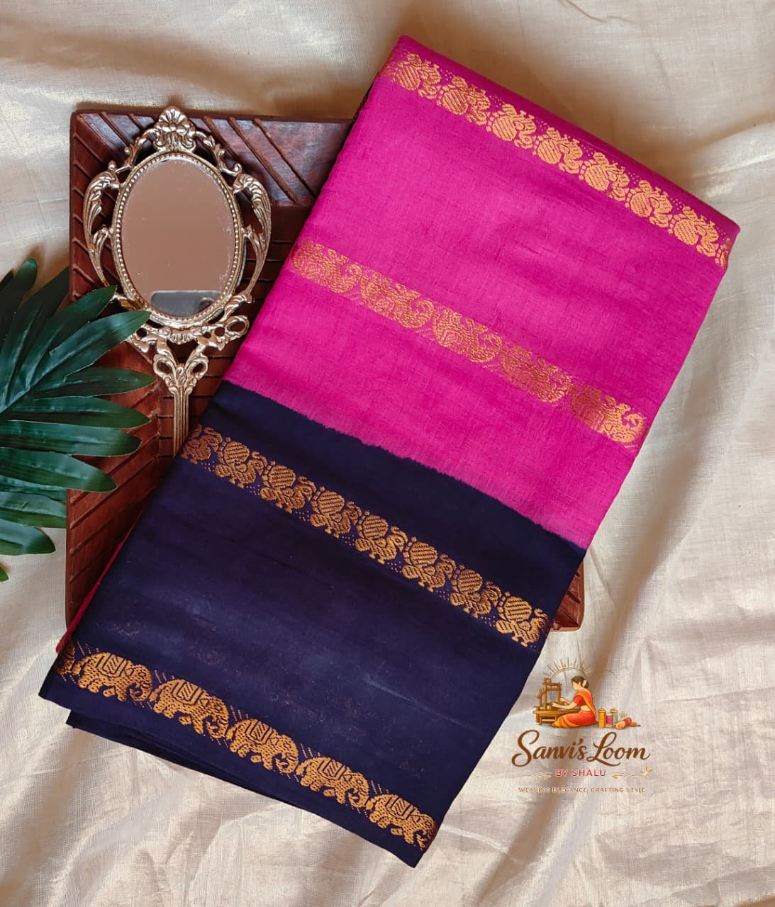 Cotton Saree Elephant Border